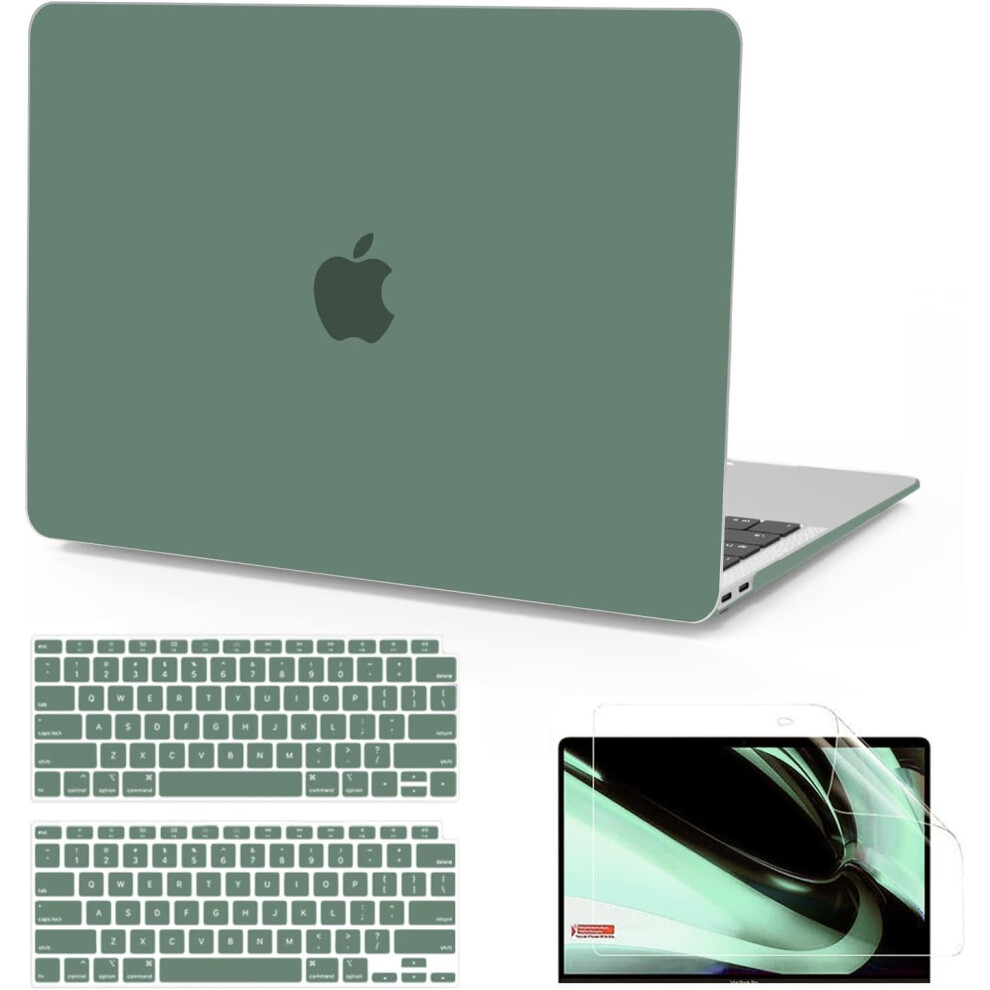 Compatible With Macbook Air 13" (2018Â2022, A1932/A2179/A2337/M1), Matte Hard Shell Case + Keyboard Cover + Screen Protector Â Midnight Green 9485826426554