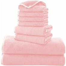 Ensemble de 8 serviettes en microfibre (2 serviettes de bain, 2 serviettes pour les mains, 4 gants de toilette) – Ultra douces, très absorbantes,