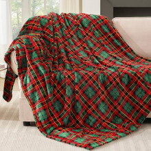 Fleece Buffalo Plaid Throw Blanket, Soft Warm Fuzzy Cozy Checkered Blanket for Couch/Sofa/Bed – Red & Green, 50"x60", Farmhouse Decor