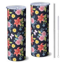Pioneer Flower Floral Skinny Tumbler 20oz Dubbelwandig
