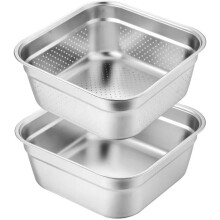 Ensemble de passoire en acier inoxydable Zerodeko – Panier carré pour évier, 23 cm (9 po), lave-fruits/légumes/riz, grande capacité –