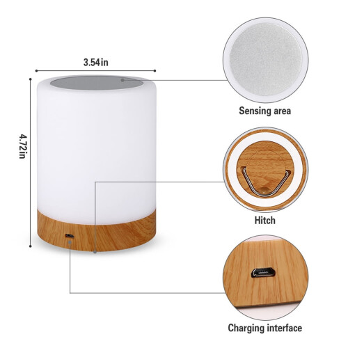LED-nattlampe i trefiber – berøringsdimbar, 3 1