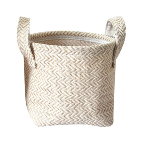 Small Woven Linen Storage Basket 12x12x12cm