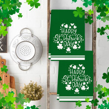 Serviette de cuisine/salle de bain 45 x 66 cm, motif camion vert et trèfle, en polyester, pour la Saint-Patrick (1 pièce).