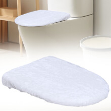 Housse de siège de toilette en velours, couleur unie, peluche élastique.