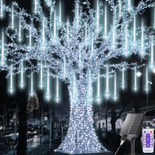 Solar Meteor Shower Lights 8-Tube 288-LED White