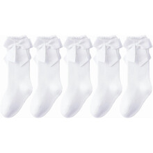 Baby Knee High Socks - Toddler Long Cotton Tube Stockings With Bow Ruffles for Girls - Infant Dress Socks
