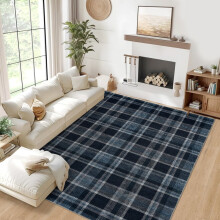 Alfombra de tartán de 152 x 213 cm (5' x 7') – Moderna, lavable y antideslizante.
