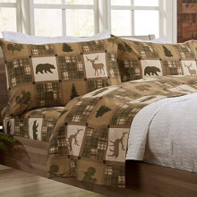 Tweepersoons microvezel lakenset - Lodge Decor 3-delige bedlakenset - Ultrazachte en gladde geborstelde microvezel beddengoed met bosmotief