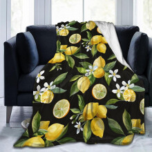 Lemon Branch Throw Blanket Fluffy Fleece Blankets Lemon Lightweight Travel Blanket Indoor Outdoor Blanket for Couch Sofa Bed 80"x60"