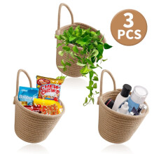 Woven Cotton Wall Baskets Set of 3