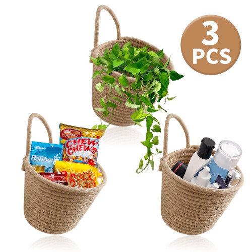 Woven Cotton Wall Baskets Set of 3