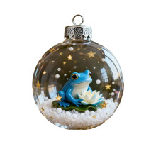 3" Acrylic Frog Christmas Ornament – Crystal Clear Santa Frog & Sleigh, Holiday Tree Decor, Gift for Frog Lovers, Compatible with Standard Tree