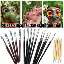 Conjunto de 20 peças de ferramentas de silicone para escultura em argila