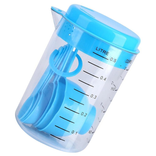 Set di 7 misurini e cucchiai dosatori in plastica