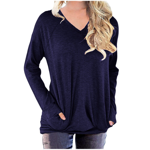 Top da donna a maniche lunghe con scollo a V, modello A1Series, taglia S