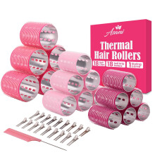 rmal Rollers for Hair - 37pc Set 18 Self-Grip with Clips and Styling Comb Aluminum Volume All-Day Curls For Short, Medium, Long (Large)