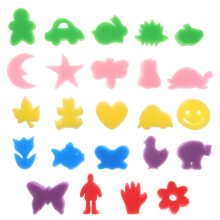 24Pcs Colourful Shape Sponges Shaped Painting Sponge for Children Aged 3-6 Years Old