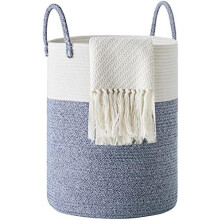 Cotton Rope Laundry Hamper 58L Blue
