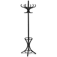Wood Standing Hat Coat Rack with Umbrella Stand-Black, Tree Shaped Coat and Hat Hanger, Coat Racks for Foyer and Office