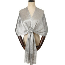 Xale/Lenço Feminino Prateado para Vestido Formal, Xale Prateado para Cobertura dos Ombros, Lenço de Casamento para Mulheres Elegantes