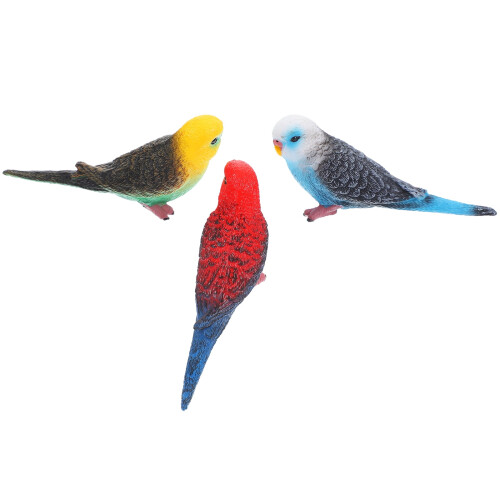 Realistic Plastic Parrot Decor Set of 3