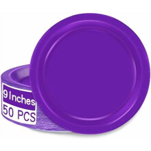 Purple 9 Inch Disposable Paper Plates 50 Pack