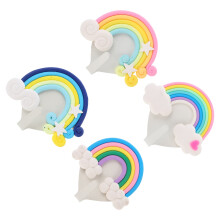 Lot de 4 cintres multifonctions arc-en-ciel avec porte-clés, patères murales pour filles, crochets décoratifs en forme de cœur en pâte polymère