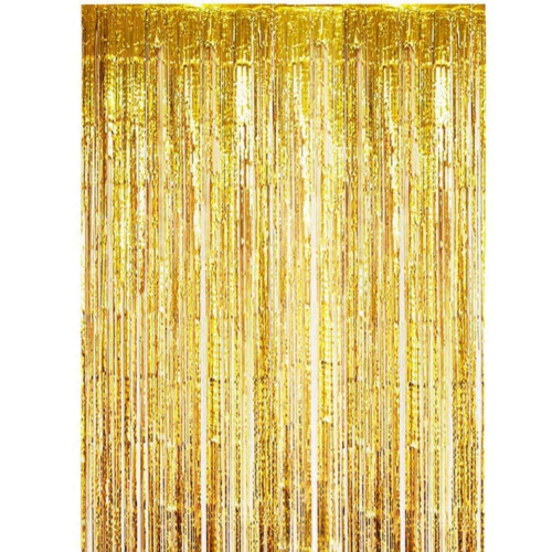 2-Pack Gold Foil Streamer Curtains 3.28ft x 6.56ft