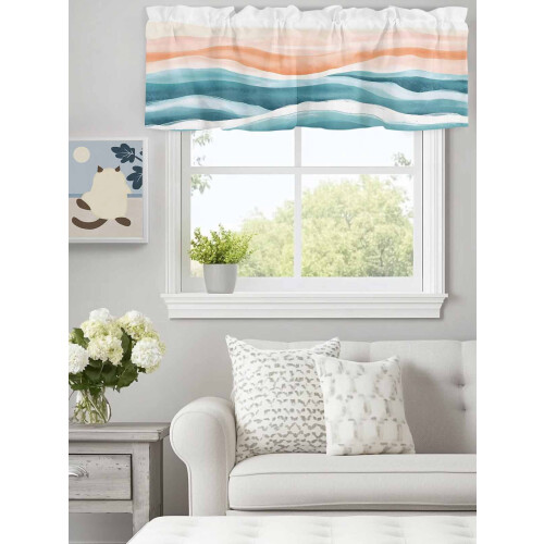 Abstract Coastal Wave Valance 60x18in Rod Pocket