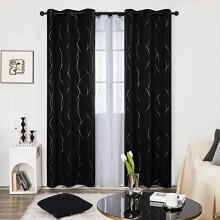 Blackout Curtains 42x95in, Silver Foil Print, 2-Panel