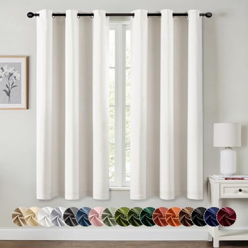 Ivory Blackout Curtains 40x78 in Pair