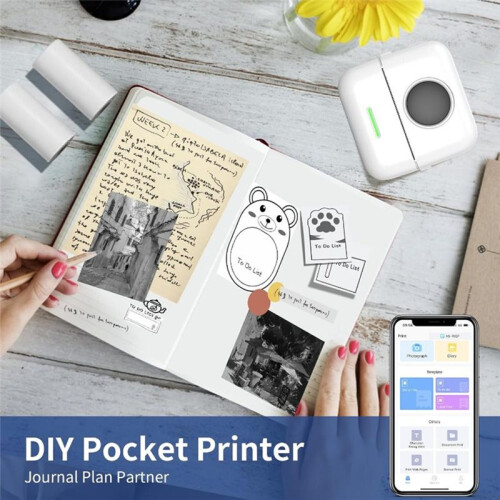 Thermal Printer X5  Pocket Printer Portable Inkless Sticker Printer for Study, Notes, Pictures, Photos