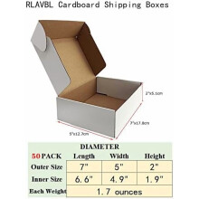 Set van 50 verzenddozen (7x5x2 cm), kleine witte golfkartonnen doos, verzenddoos