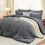 Queen Comforter Set 7-Piece Microfiber Beige 1