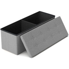 43 Inches Folding Storage Ottoman Bench, Storage Chest, Footrest for Entryway, Living Room, Holds up to 660 lb, Light Grey