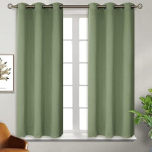 Room Darkening Curtains 54 Inches Long - Grommet Thermal Insulated Drapes Window Treatment Curtains for Bedroom, 2 Panels, 38 x 54 Inch, Grass Green