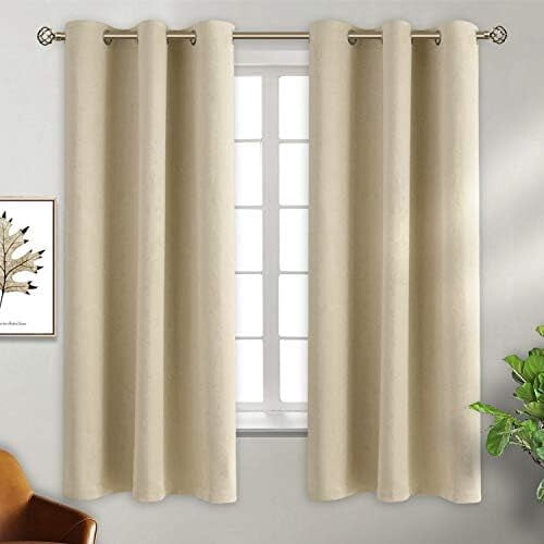 Polyester Blackout Curtains 63in Long, 2-Panel Grommet Set