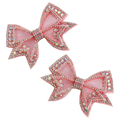 Satin bow shoe clips pink 8.5 x 6 x 2 cm