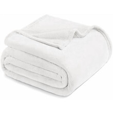 Fleece Blanket Twin Size for Bed, Super Soft and Warm, All Season Use, Cozy, Plush, Lightweight, 90x66 Inches, Pure White