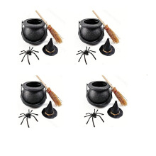 YingYouFu Mini Witch Cauldron Set 4-Piece Halloween Decor