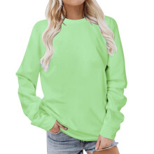 Lulshou Dam Grön XXXL Casual Rund Halsad Långärmad Sweatshirt, Enfärgad Pullover Tunika