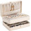2-Layer Jewelry Organizer Box – Beige PU Leather, Portable 1