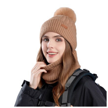 Muts, sjaal en handschoenenset voor dames, warme wintermutsen, gebreide muts, touchscreen handschoenen, geschikt voor koud weer en buitenactiviteiten.
