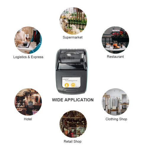 GOOJPRT Portable  Thermal Printer Handheld 58mm Receipt Printer for Ios Android Phone EU PLUG 2