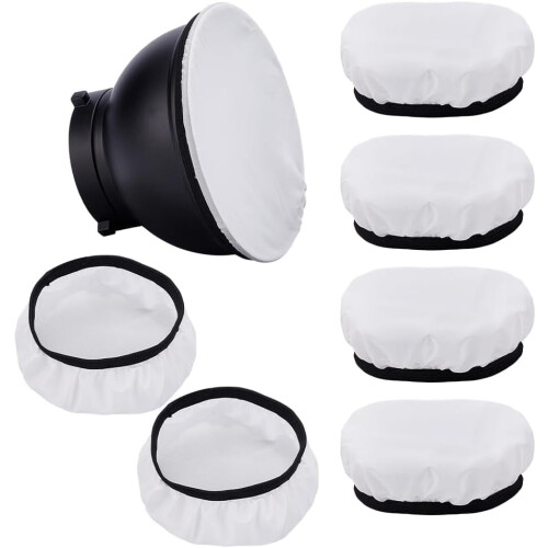 6 Pack Diffuser Lamp Sock Soft Light Cover Polyester Light Diffuser Sock Reflector Ring 5.71in Diameter Lampshade Reflector