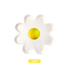 Daisy Flower Paper Plates 24 cm 20 Pack