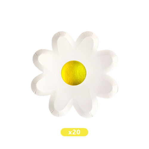 Daisy Flower Paper Plates 24 cm 20 Pack