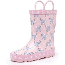 Toddler Rain Boots for Boys and Girls Waterproof Rubber Kids Rain Boots with Easy on Handles All-season Outdoor Shoes
