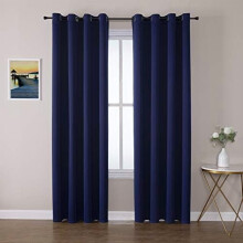 Navy Blackout Curtains 42x63 in, 2-Pc Grommet Thermal Set